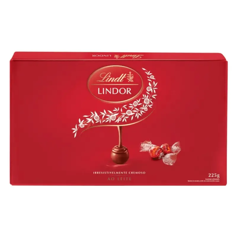 Bombom de Chocolate ao Leite com Recheio Derretido Cremoso Lindt Lindor Caixa 225g