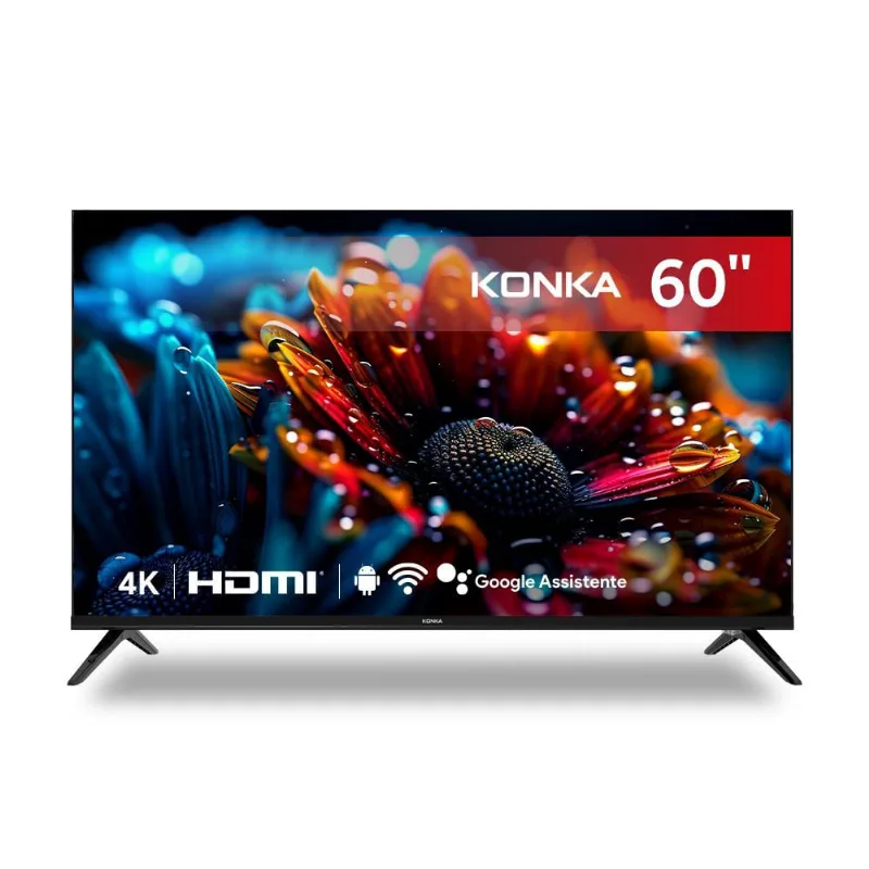 Smart TV Konka LED 60 uhd 4K, Design sem bordas, Google Assistant e Android TV com Bluetooth UDG60QR680LN