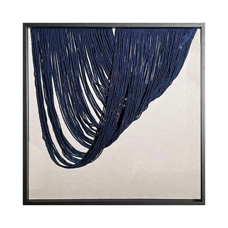 Quadro Arte Propria Macrame Azul Esq 70X70
