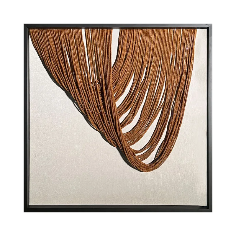 Quadro Decorativo com Moldura 1 Tela Direito Macramê Terracota 70X70CM - Arte Própria - ARTE PRÓPRIA