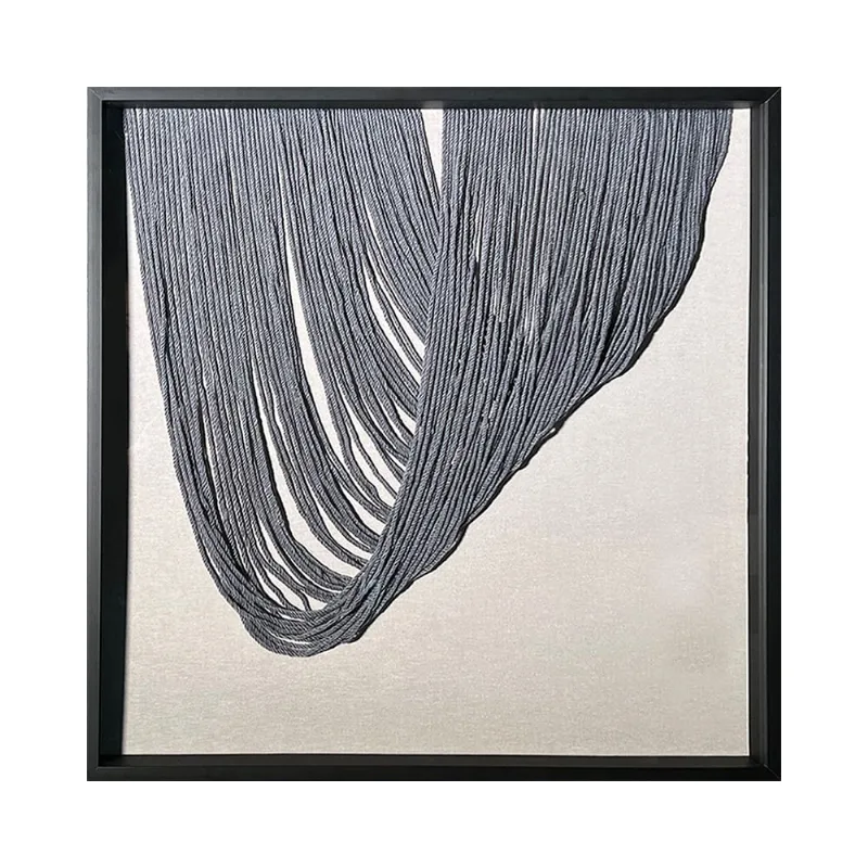 Quadro Arte Propria Macrame Cinza Esq 70X70 - ARTE PRÓPRIA