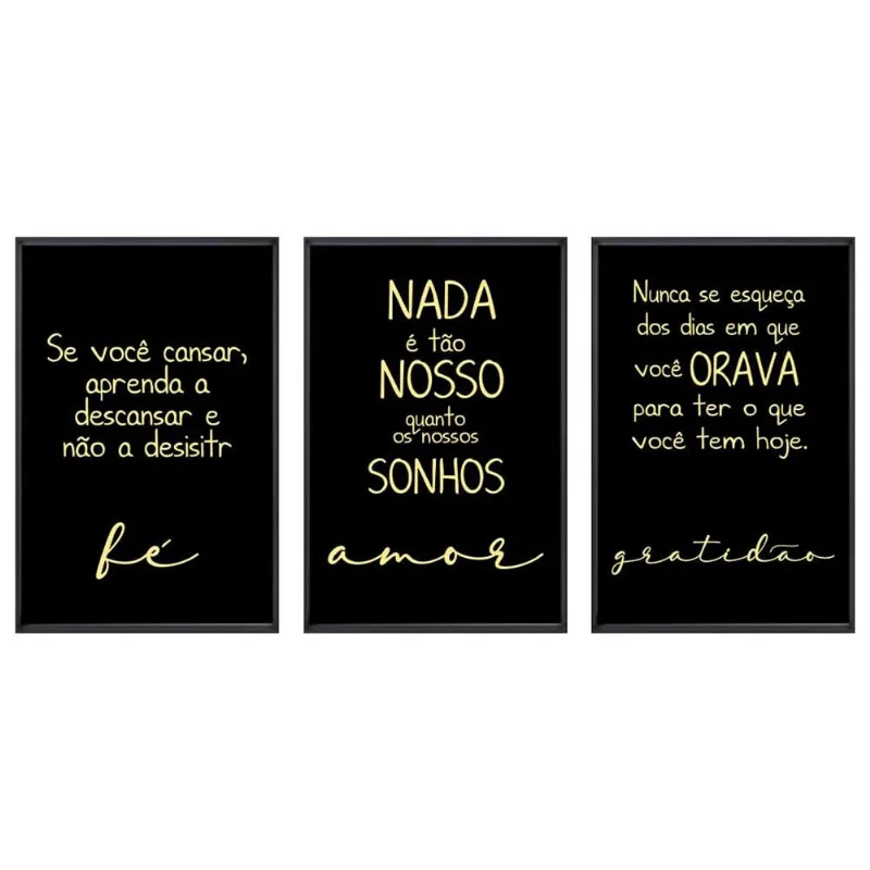 Kit 3 Quadros Com Vidro Sonho 40X60Cm Arte Propria - ARTE PRÓPRIA