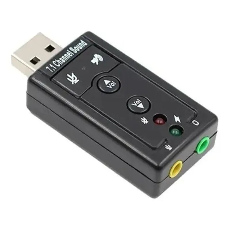 Placa De Som Usb 7.1 Adaptador Audio Fone De Ouvido Canais