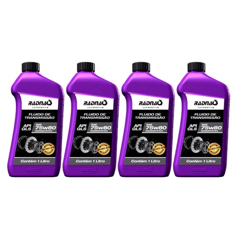 Kit 4 Óleo Para Câmbio Carro 75W80 Gl5 Semi Sintético Radnaq