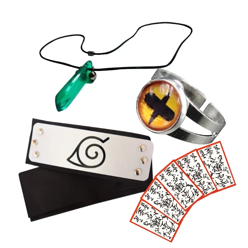 Bandana Naruto Cosplay + Colar Verde Tsunade + Anel Kyuubi
