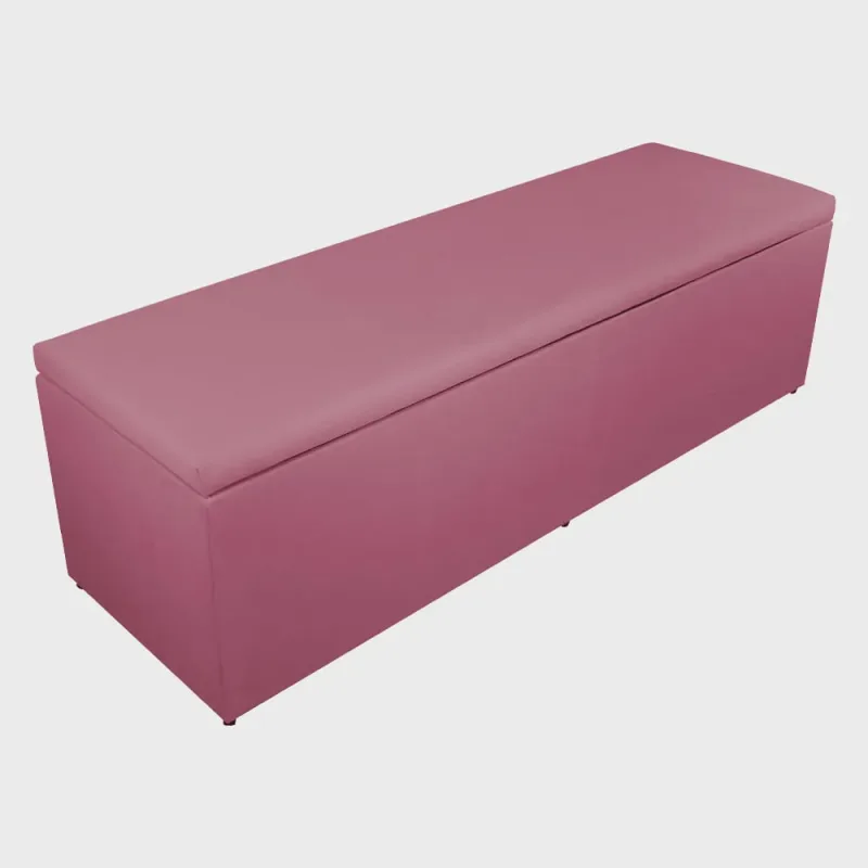 Calçadeira Recamier Baú Casal 140cm Eva Suede Rosa - ds Estofados - Não Disponível