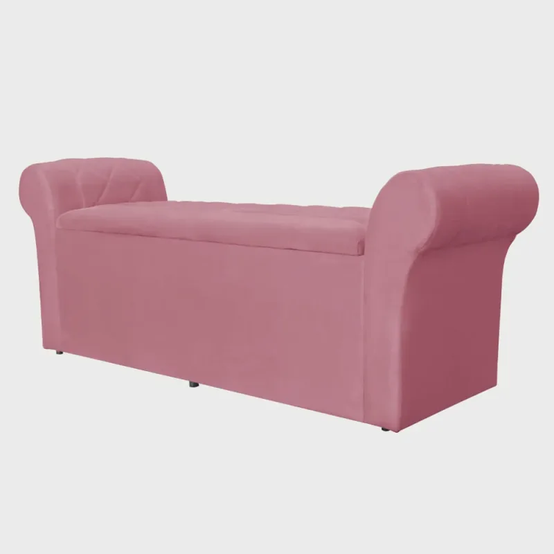 Calçadeira Recamier Baú Solteiro 90cm Cancun Suede Cores - ds Estofados - Não Disponível
