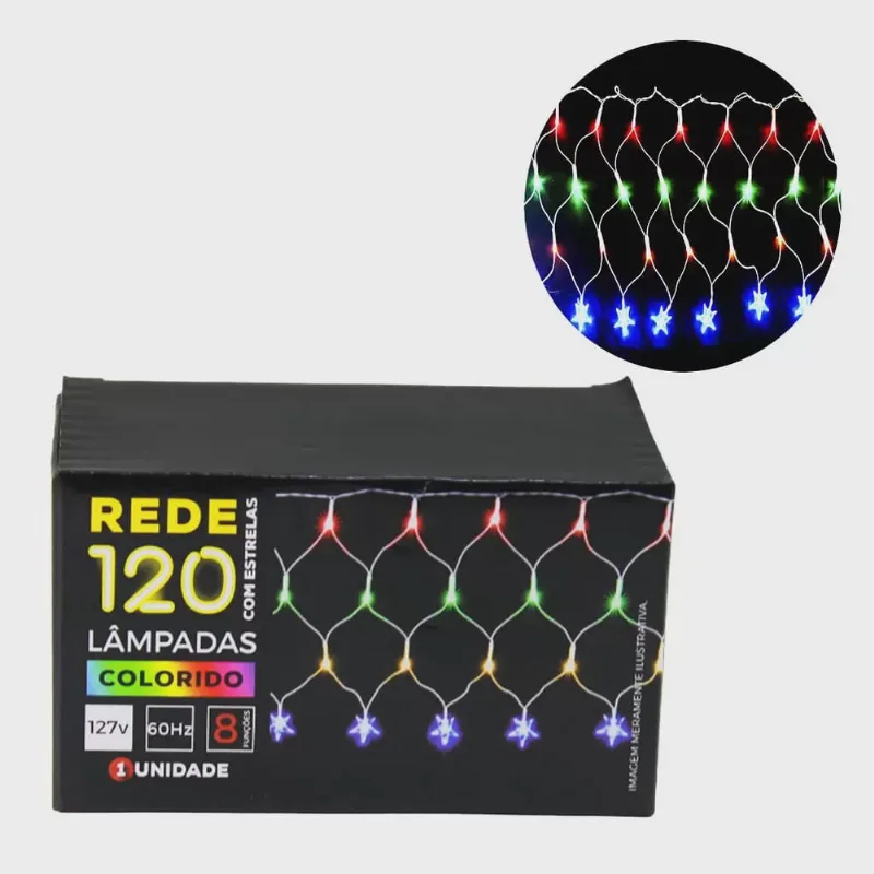 Pisca Pisca Colorido Com Estrela 120 Lâmpadas Decoração Natalina