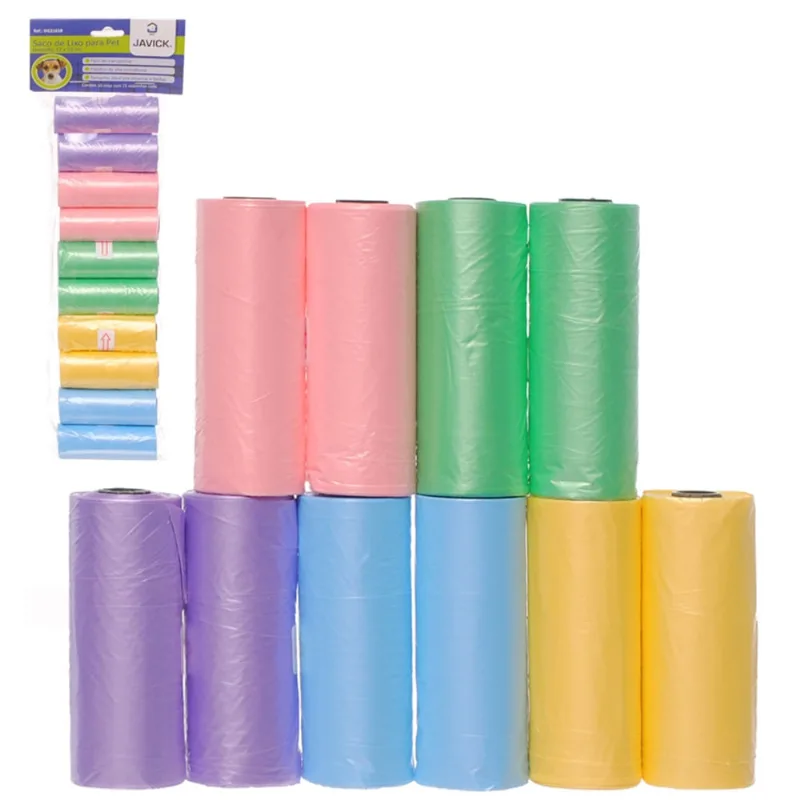 Saquinho para fezes animal de plástico liso com 150 saquinhos 32X23CM javick