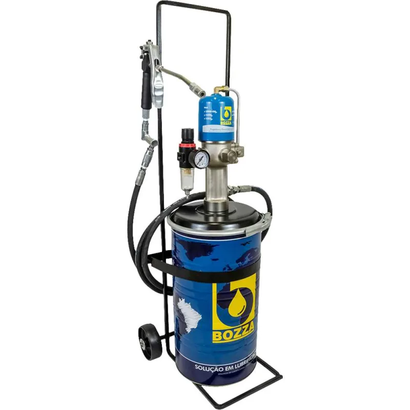 Propulsora pneumática para graxa 15 kg com tambor e carrinho 11015-G5 BOZZA - BOZZA