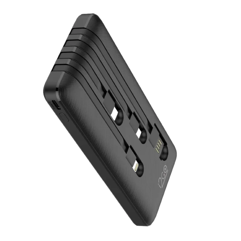 Power Bank i2GO Plus 10000mAh 4 em 1 USB-C Lightning e Micro USB Preto - i2go