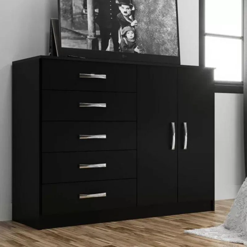 Cômoda Austin 2 Portas 5 Gavetas - Black Black - OUTRAS