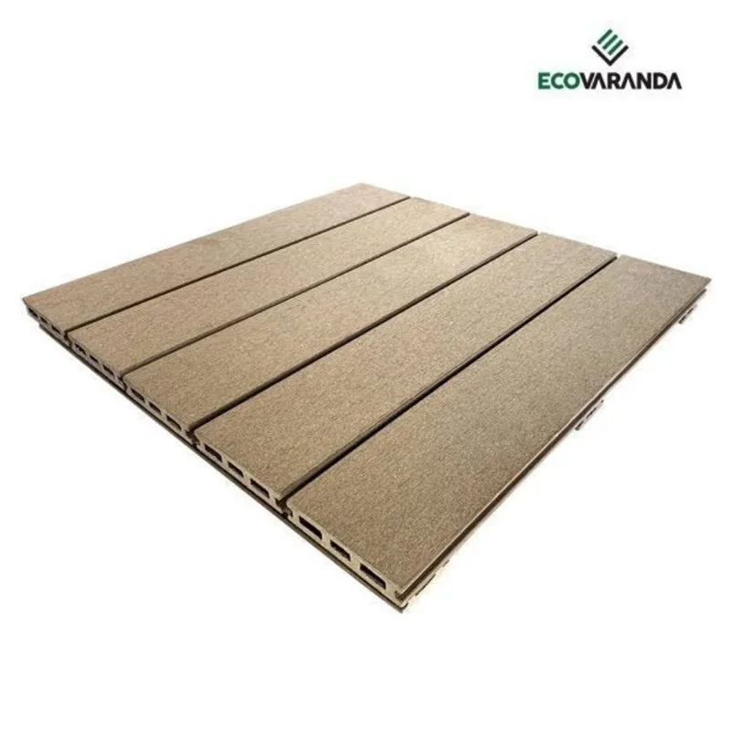 Deck Fácil Unitário 52x52cm Ondulado Eco Varanda Marrom