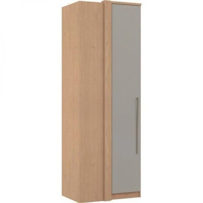 Guarda Roupa de Canto Reto 1 Porta Elegance Bege/Angelin/Níquel Angelin/Níquel