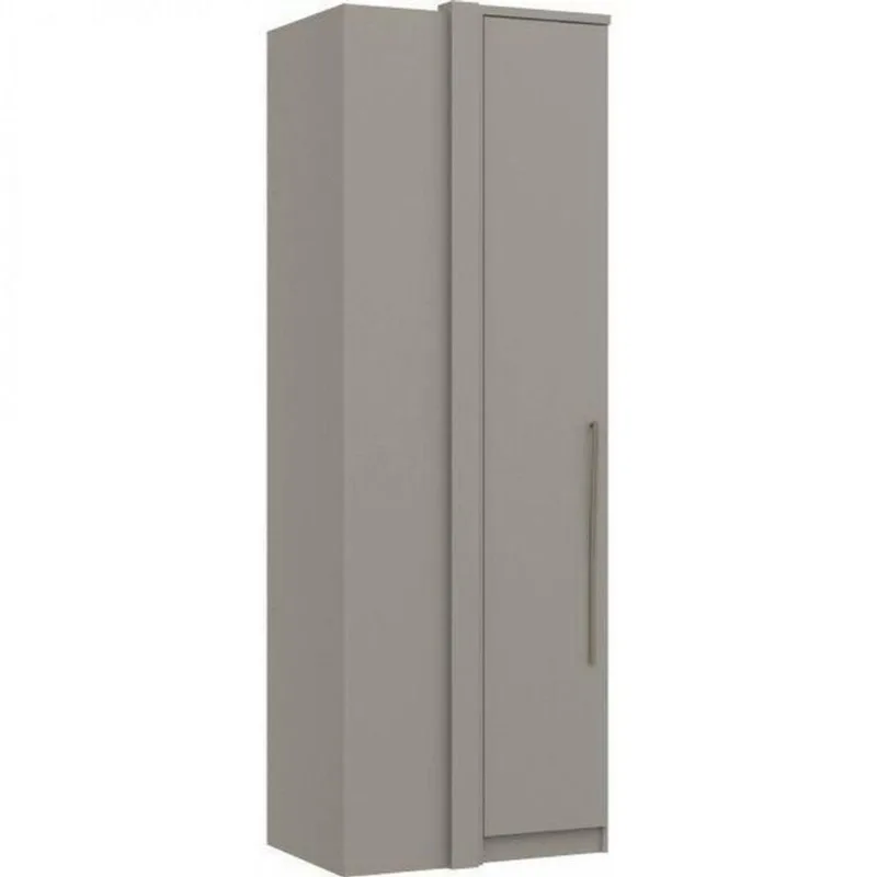 Guarda Roupa de Canto Reto 1 Porta Elegance Cinza/Níquel Níquel