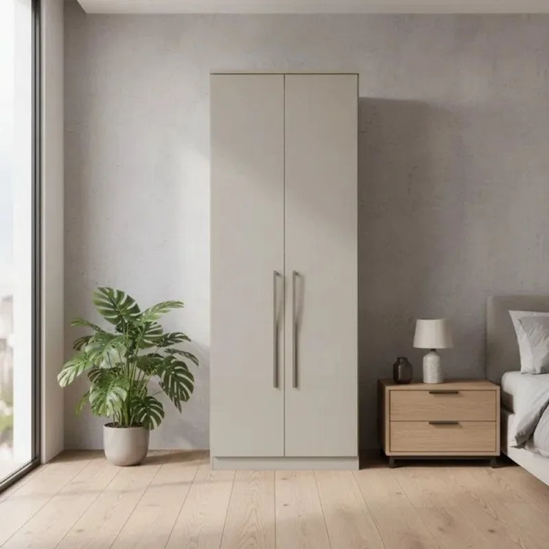 Módulo de Guarda Roupa 2 Portas 2 Gavetas Elegance Cinza/Níquel NIQUEL/NIQUEL