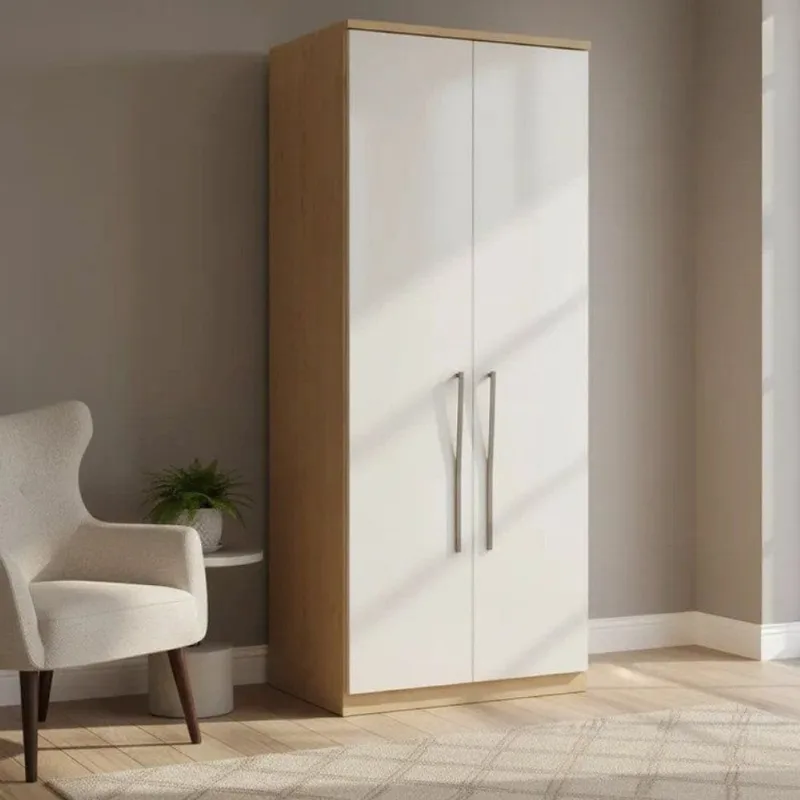 Módulo de Guarda Roupa 2 Portas 2 Gavetas com Cabideiro Elegance Bege/Angelin/Blanc Angelin/Blanc