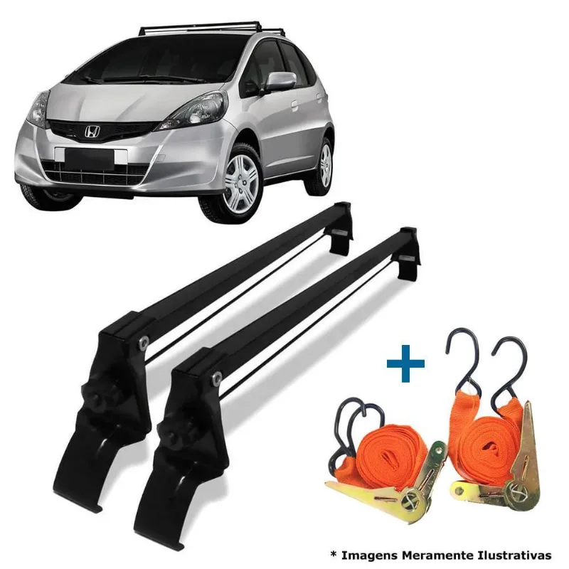 Rack De Teto Vhip Honda Fit 2003 Até 2014 + 2 Cintas Catraca