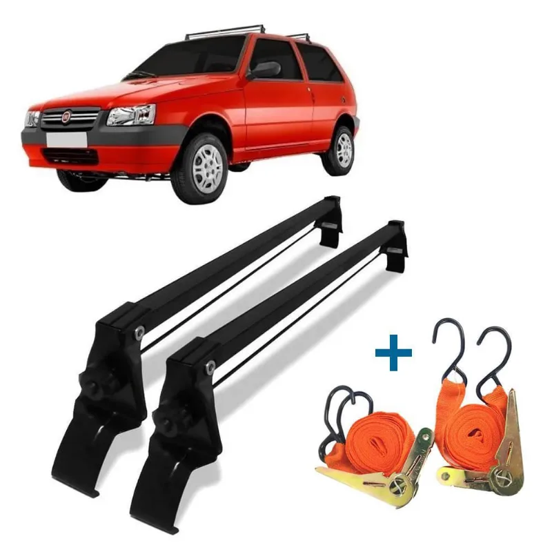 Rack Teto Fiat Uno Mille 2 Pts 84 à 2013 + 2 Cintas Catraca