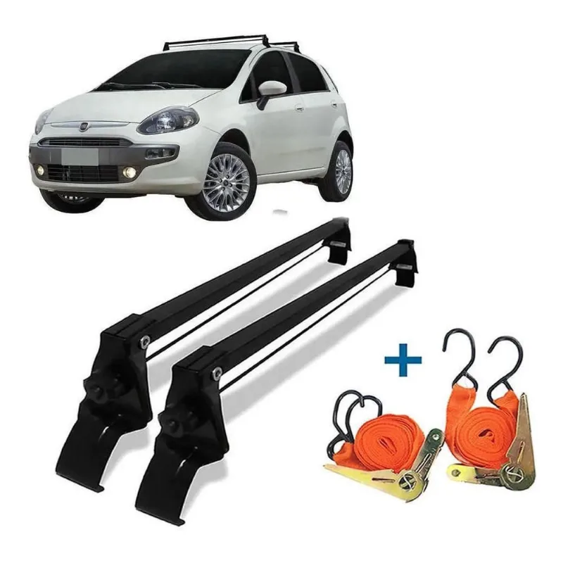 Rack De Teto Fiat Punto 08 A 17 Bagageiro + 2 Cintas Carga