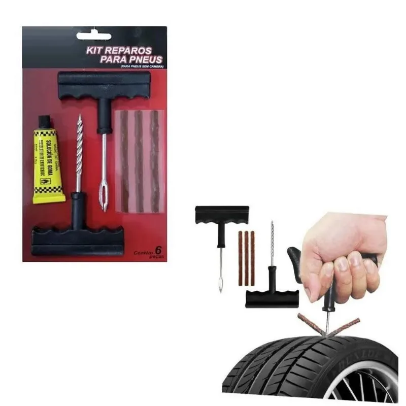 Kit Remendo Reparo Pneu Macarrão Pneu Carro Moto S/ Câmara