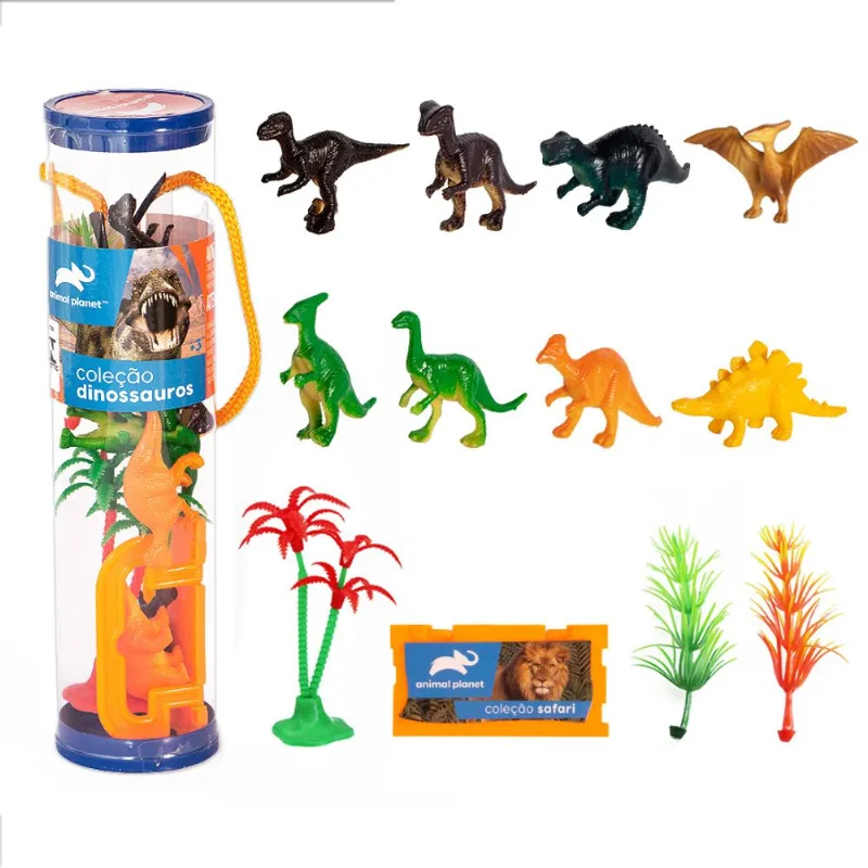 Conjunto de Figuras - Animal Planet - Coleção Dinossauros Tubo - Ebn