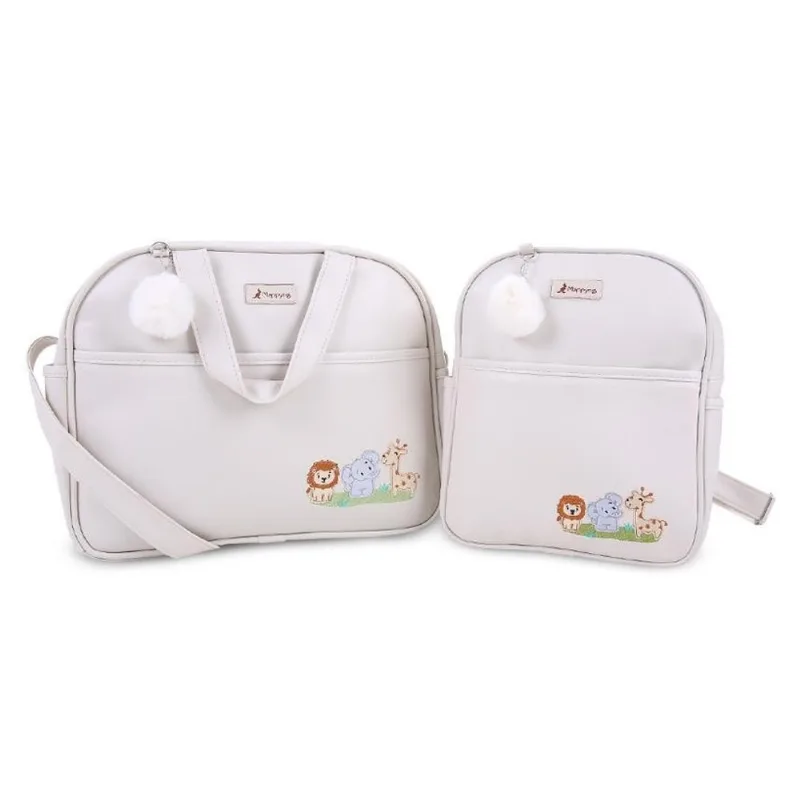 Kit Bolsa Maternidade MappYng Safari 2 Peças Off White (MP)