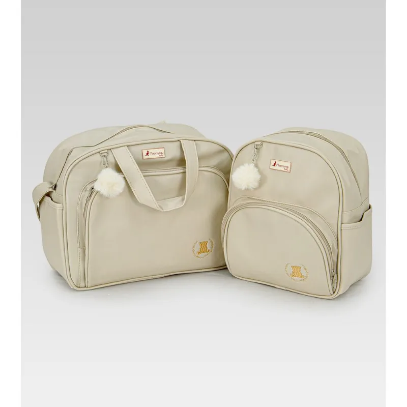 Kit Bolsa/Mochila Ursinho Bege Bege