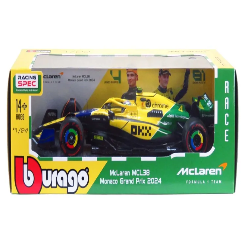 McLaren MCL38 Senna Edition - Lando Norris #4 - Monaco GP - Formula 1 2024 - McLaren Formula 1 Team - 1/24 - Bburago