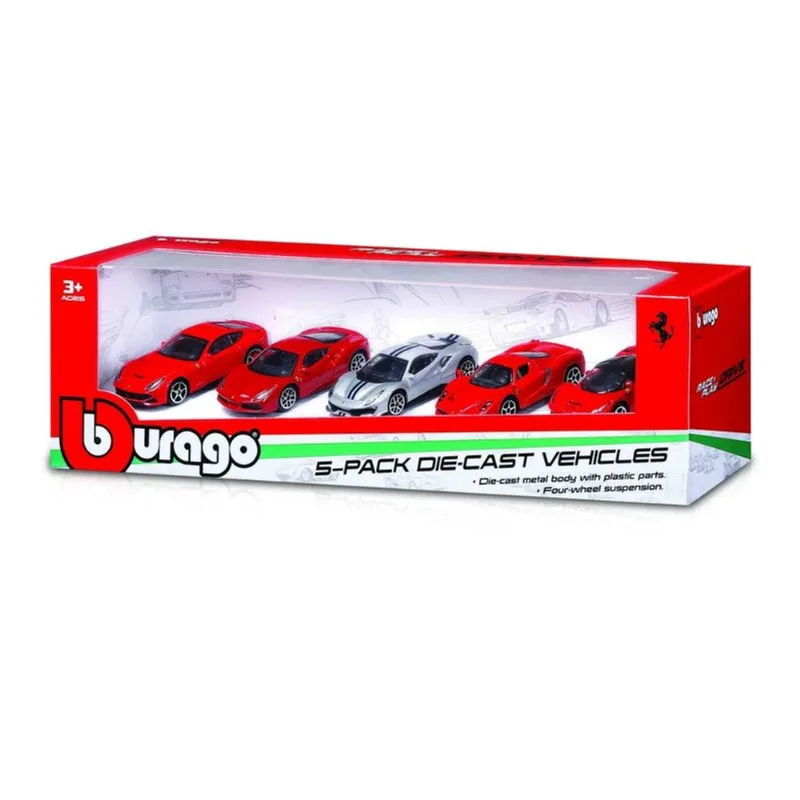 Pack - Com 5 Carrinhos - Miniatura - Ferrari - Maisto