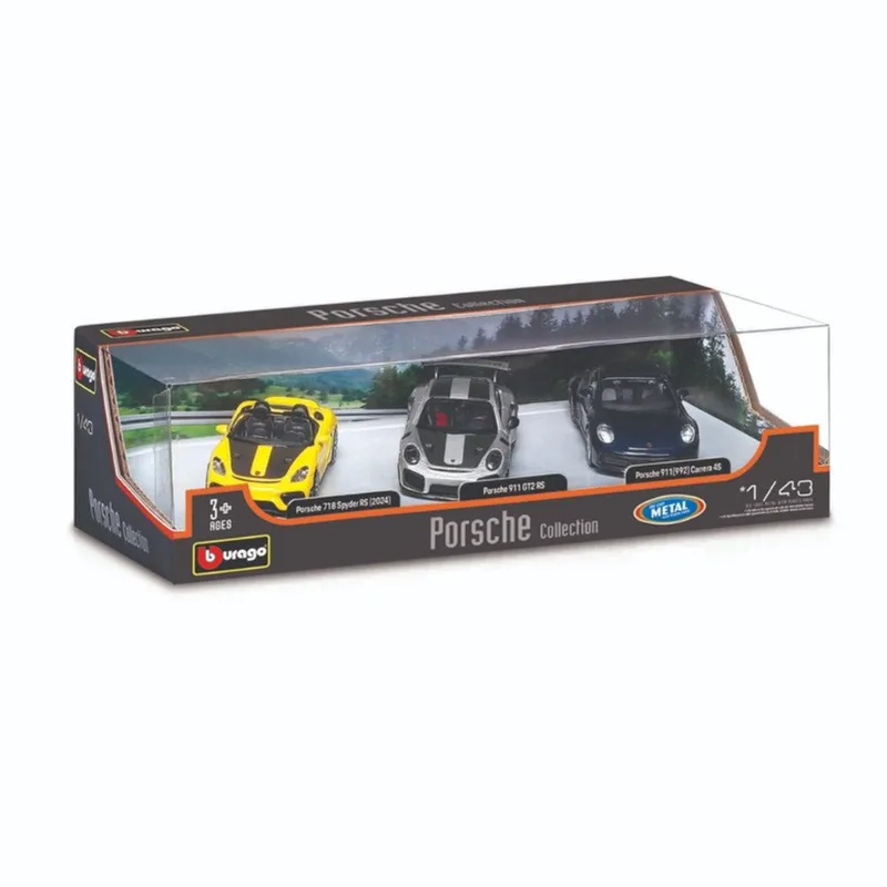 Carrinho Miniatura - Pack - Com 3 Porsche 1:43 - Maisto