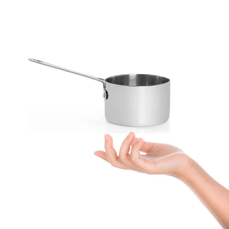 Panela Mini Cabo Aço Inox Entrada Molho Couvert Buffet 250ml - Gourmet Mix