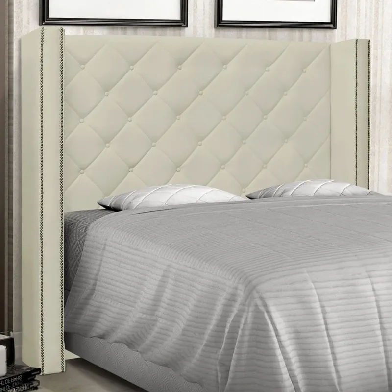 Cabeceira King Size Estofada Vicenza 195 cm Corano Marfim - Não Disponível - Móveis