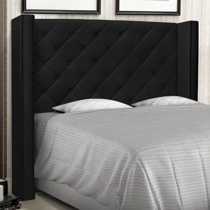 Cabeceira King Size Estofada Vicenza 195 cm Corano Preto - Não Disponível
