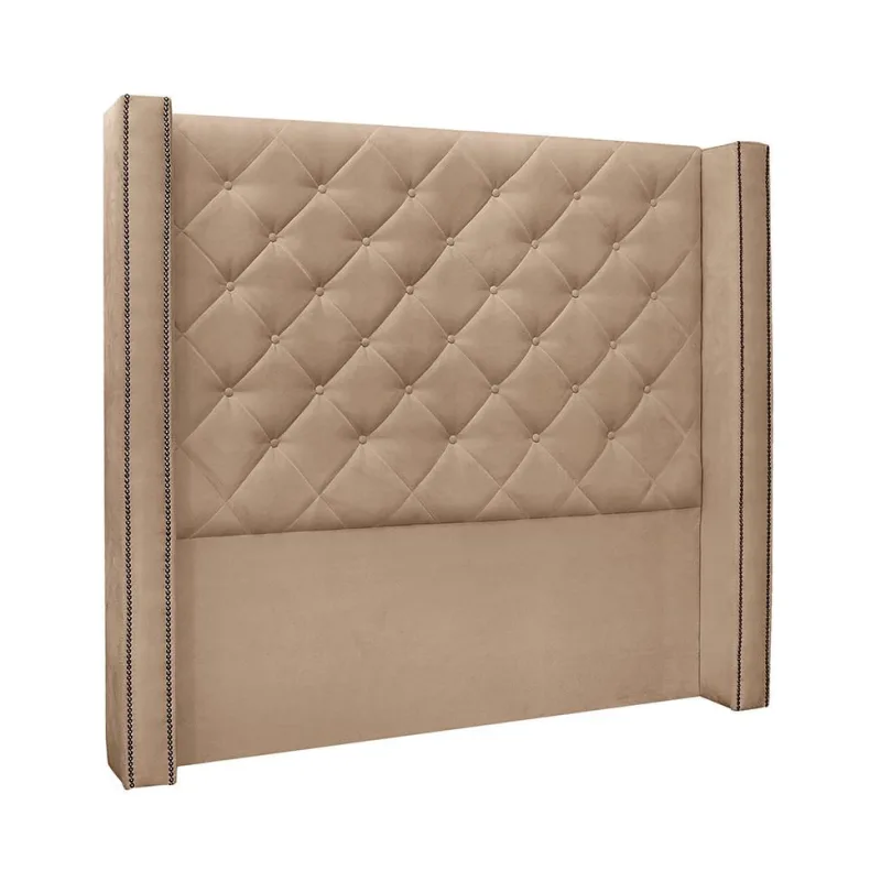 Cabeceira King Estofada Vicenza Suede Bege - Não Disponível - Móveis