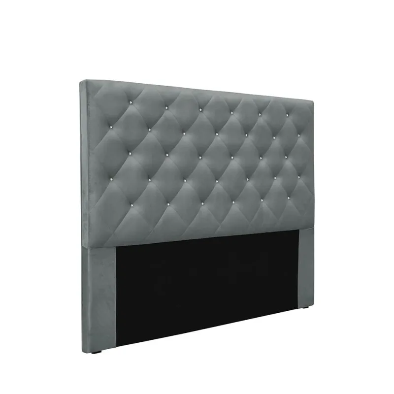 Cabeceira King Spezzia Decor Tânia Estofada Veludo MDF Cinza - Não Disponível - Móveis