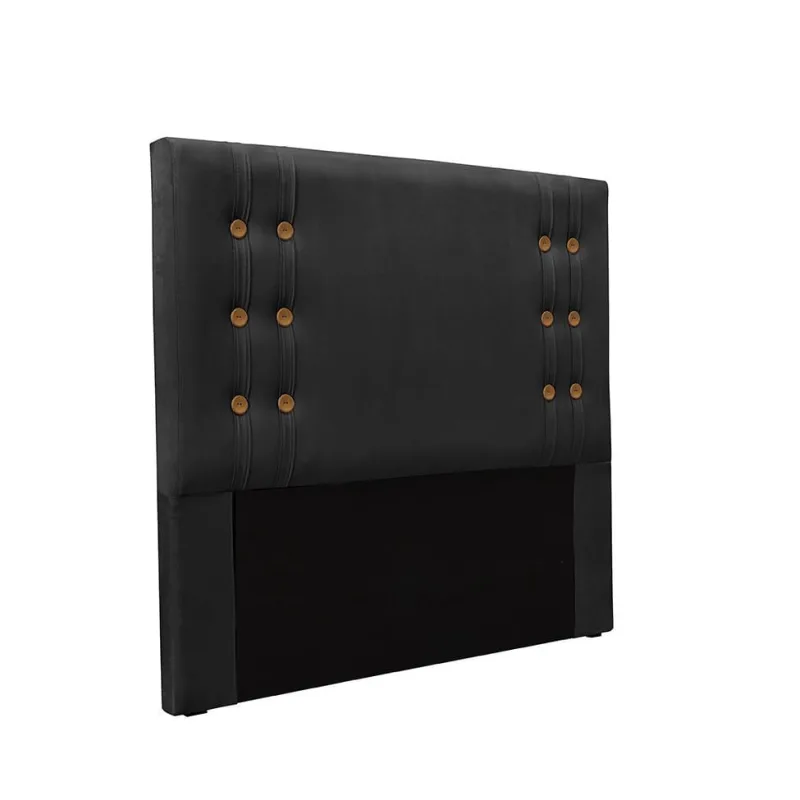 Cabeceira King Gênova Estofada Veludo Preto - Não Disponível - Móveis