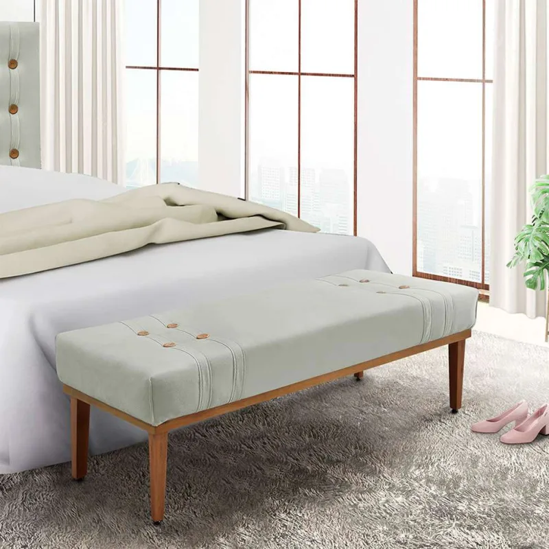 Recamier Gênova Veludo Madeira Maciça Prata 90 cm - Não Disponível - Móveis