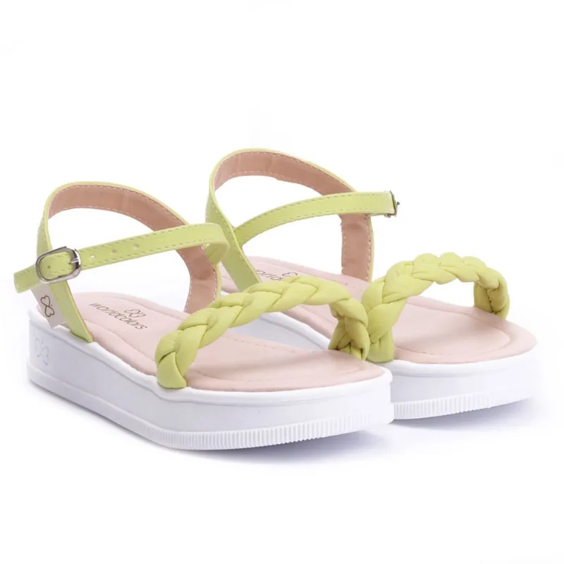 Sandália Juvenil Flatform Verde Limão Worldcolors
