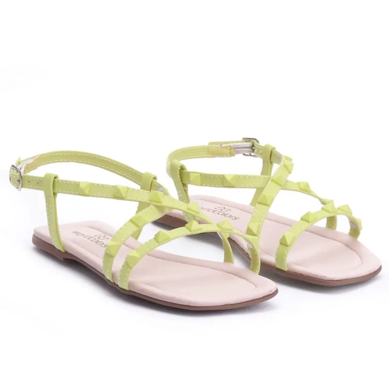 Sandália Rasteira Taxas Verde Lemon WorldColors