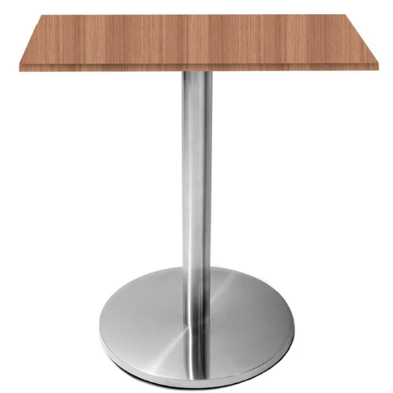 Mesa Beta Inox 75 Cm altura Disco Redondo Tampo Mdp Quadrado 70 Cm Largura X 2,50 Cm Altura Naturalle