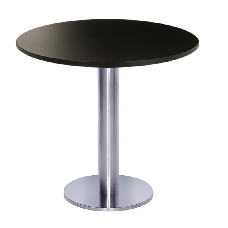 Mesa Beta Big Inox 75 Cm (alt) Disco Redondo Tampo Mdp Redondo 60 Cm (larg) X 2,50 Cm (alt) Preto