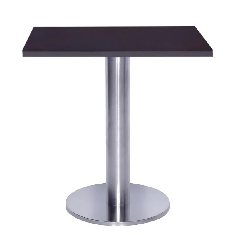 Mesa Beta Big Inox 75 Cm (alt) Disco Redondo Tampo Mdp Quadrado 70 Cm (larg) X 2,50 Cm (alt) Preto