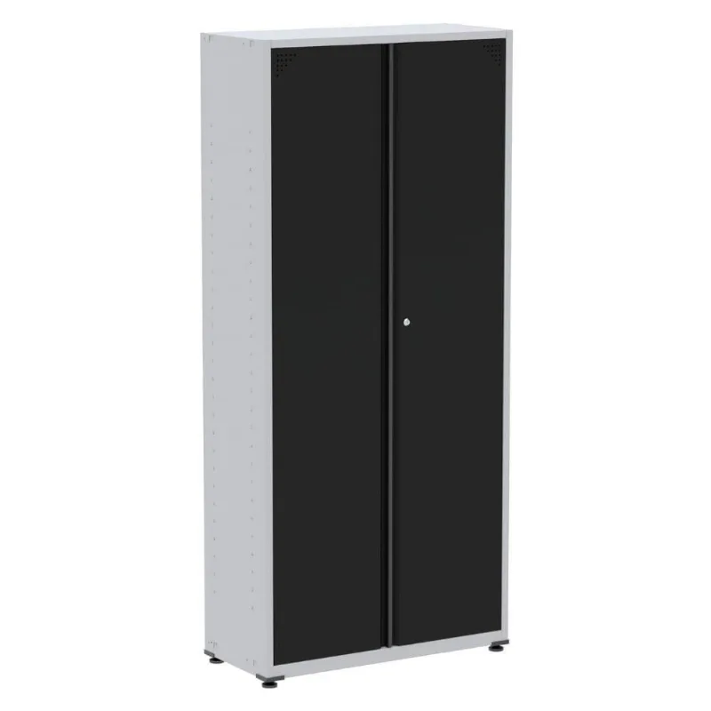 Armário Alto 2 Portas Pandin 90 Cm (largura) Inmetro Estrutura Aço Cinza E Portas Pretas C- Chave