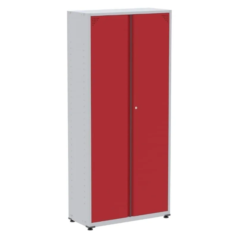 Armário Alto 2 Portas Pandin 80 Cm (largura) Inmetro Estrutura Aço Cinza E Portas Vermelhas C- Chave