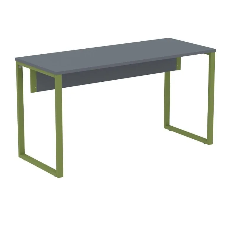 Mesa Escritório P25 Tub Pandin 134 Cm (larg) Tampo Mdp Grafito Pé Aço Tubular Verde Mirô