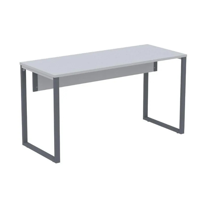 Mesa Escritório P25 Tub Pandin 150 Cm (larg) Tampo Mdp Cinza Pé Aço Tubular Grafito