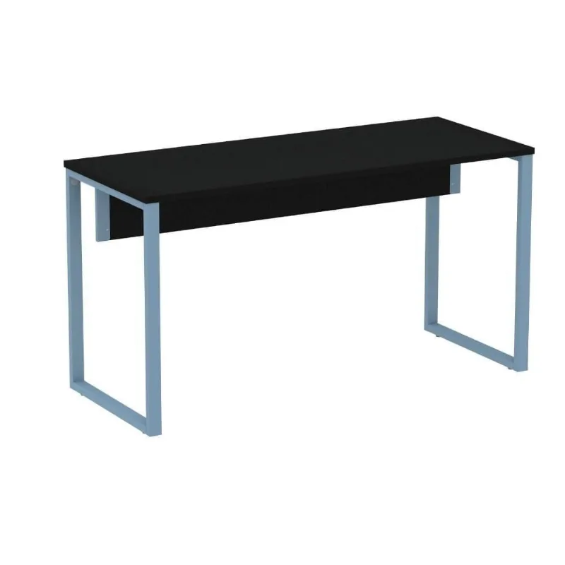 Mesa Escritório P25 Tub Pandin 150 Cm (larg) Tampo Mdp Preto Pé Aço Tubular Azul Dali