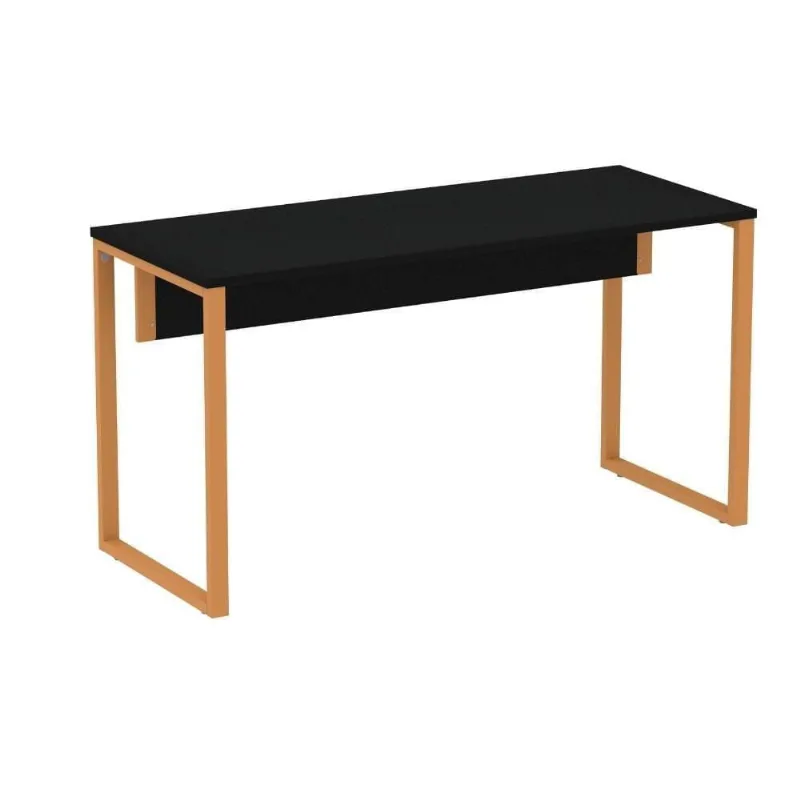 Mesa Escritório P25 Tub Pandin 150 Cm (larg) Tampo Mdp Preto Pé Aço Tubular Laranja