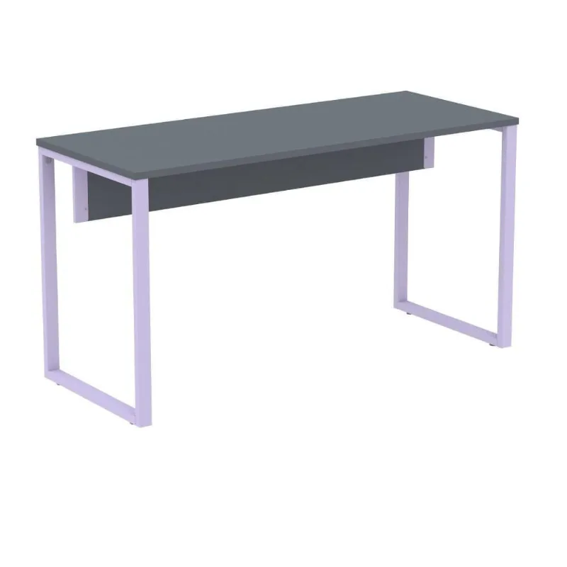Mesa Escritório P25 Tub Pandin 150 Cm (larg) Tampo Mdp Grafito Pé Aço Tubular Lilás